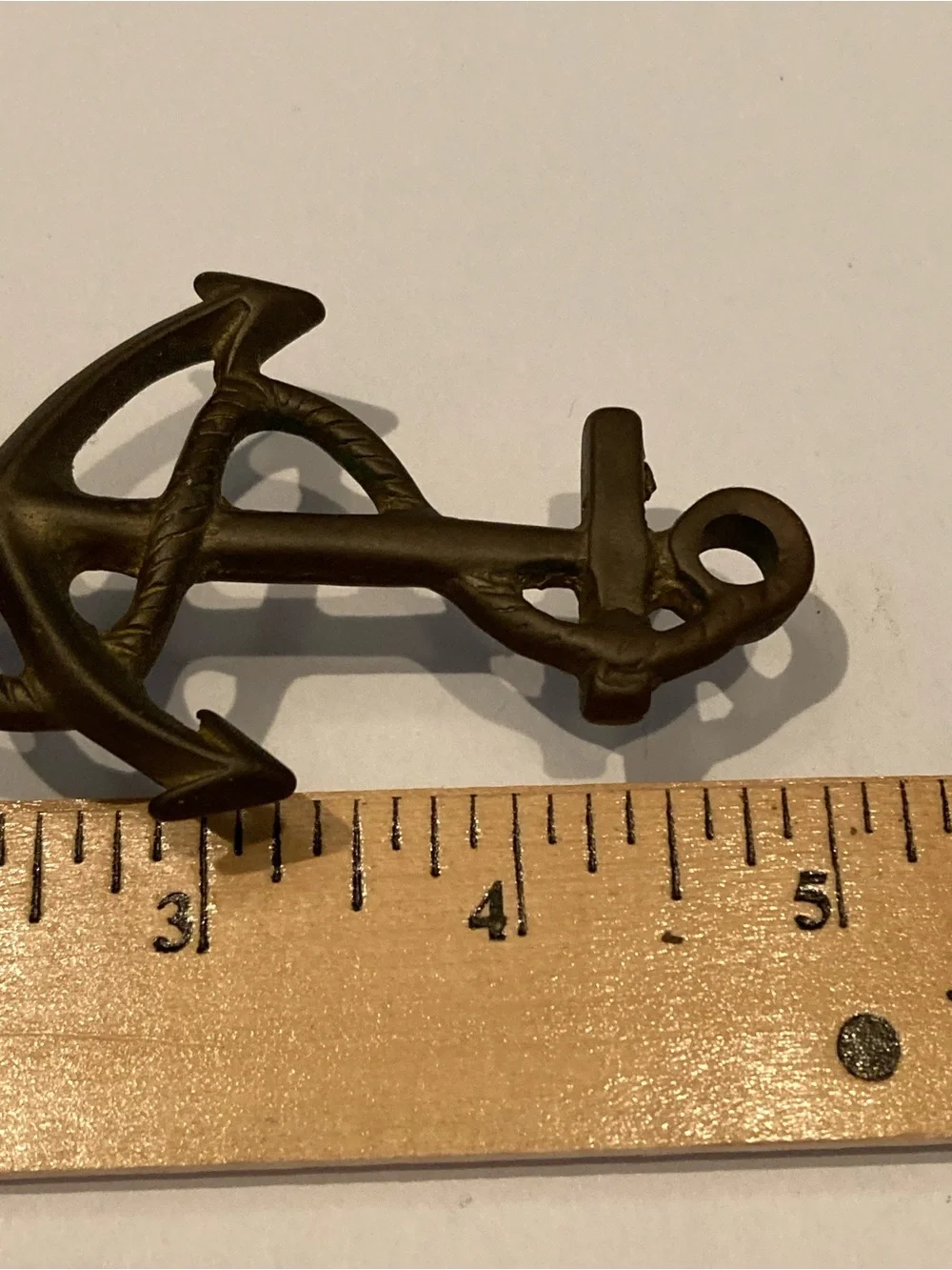 Vintage Solid Brass Nautical Hand Bell with Anchor, Martime Cottagecore Decor 5”